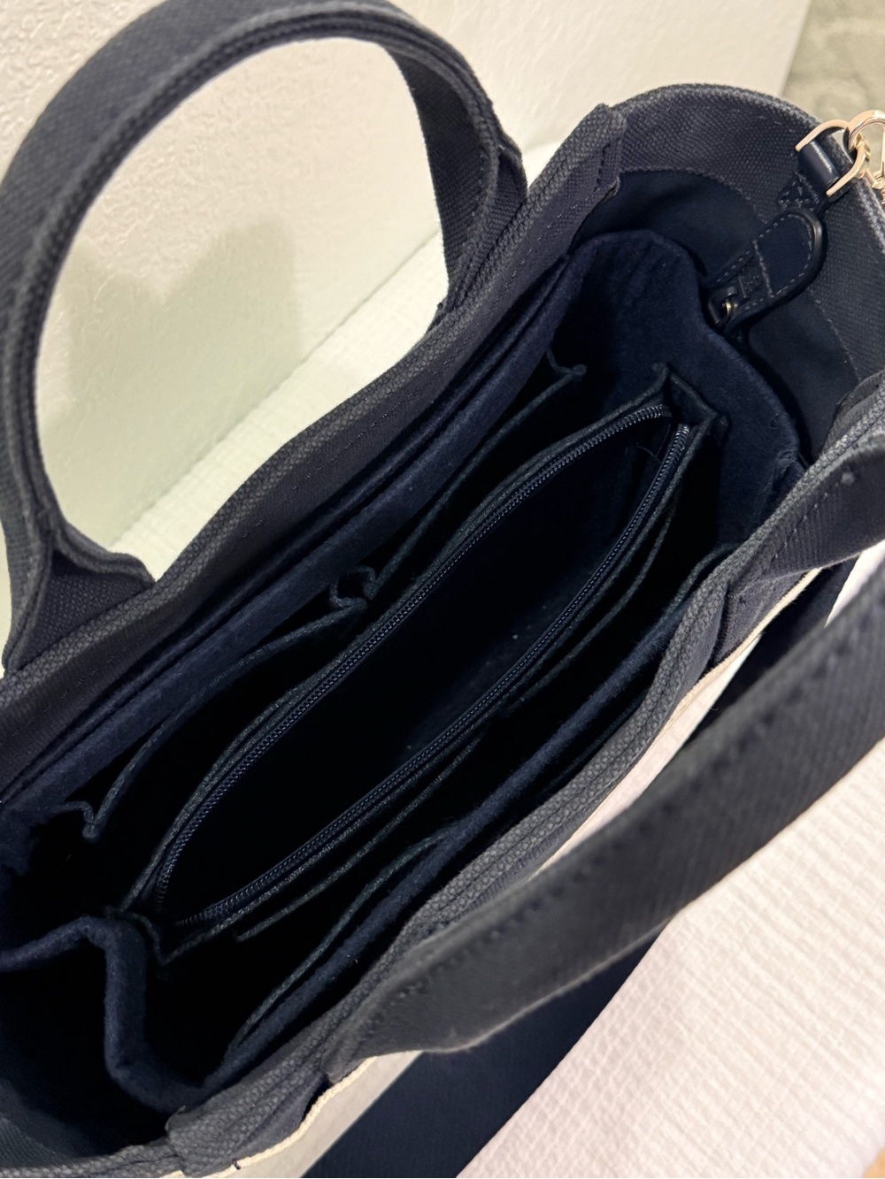 kate spade Navy and White Striped Canvas Tote with Crossbody Strap - Picture 3 of 3